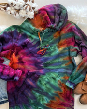 Ombre Color Printed Hoodie With Pocket