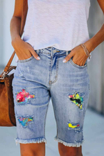 Sunshine Bright Ombre Patchwork Jeans Shorts