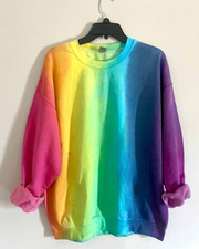 Unisex Ombre Color Round Neck Long Sleeve Sweatshirt