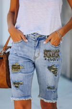 Glitter&dirt Mama Of Both Patchwork Jeans Shorts