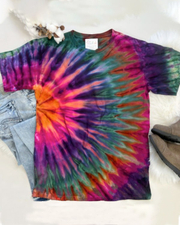 Vintage Colorful Ombre Round Neck Short Sleeve T-shirt