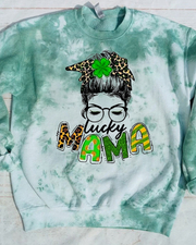 Unisex St. Patricks Day Lucky Mama Round Neck Long Sleeve Sweatshirt