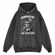  Expensive and Talks Back Washed Distressed Oversize Hoodie