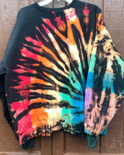 Rainbow Tie Dye Color Printed Round Neck Long Sleeve Sweatshirt