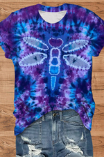 Butterfly Ombre Round Neck Short Sleeve T-shirt