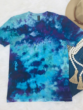 Blue Ombre Printed Short Sleeve Round Neck T-shirt