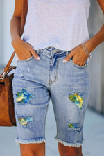 Geode Ombre Patchwork Jeans Shorts