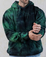 Unisex  Green Galaxy Tie Dye Color Hoodie With Pocket