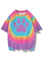 Animal Paw Rainbow Ombre Color Printed Short Sleeve Round Neck T-shirt