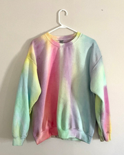 Green Red Yellow Ombre Color Round Neck Long Sleeve Sweatshirt