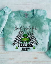 Unisex St. Patricks Day Shamrocks Feeling Lucky Round Neck Long Sleeve Sweatshirt