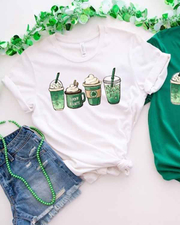 St. Patricks Shamrocks Drinks Round Neck Short Sleeve T-shirt