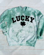 St. Patrick's Day Lucky Ombre Color Round Neck Long Sleeve Sweatshirt