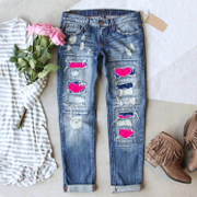 Love Heart Patchwork RIPPED JEANS