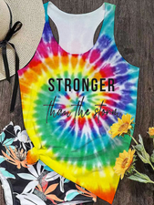 Stronger Than The Storm Sunshine Rainbow Ombre Color Tank