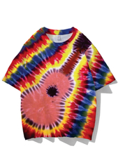Guitar Rainbow Ombre Color Printed Short Sleeve Round Neck T-shirt