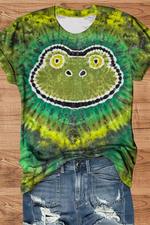 Frog Ombre Round Neck Short Sleeve T-shirt