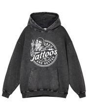 Dads With Tattoos Washed Distressed Oversize Hoodie