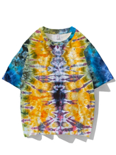  Rainbow Ombre Color Printed Short Sleeve Round Neck T-shirt