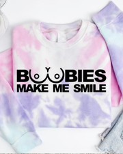  Boobies Make Me Smile Round Neck Sweatshirt