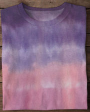Pink Purple Ombre Color Round Neck Short Sleeve T-shirt