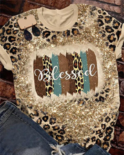 BLESSED LEOPARD PRINT SHORT SLEEVE T-SHIRT