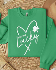 Unisex St. Patricks Day Feeling Lucky Shamrocks Round Neck Long Sleeve Sweatshirt