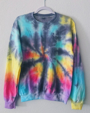 Rainbow Tie Dye Color Round Neck Long Sleeve Sweatshirt