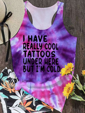Have Really Cool Tattoos But Cold Purple Spial Rainbow Ombre Color Tank