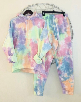 Tie Dye Color Sportwear Hoodie And Sweatpants