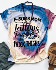 F-Bomb Mom With Tattoos Bleached T-shirt