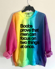 Boobs Prove Men Focus On Two Things At Once Round Neck Sweatshirt