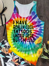 Have Really Cool Tattoos But Cold Sunshine Rainbow Ombre Color Tank