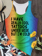 Have Really Cool Tattoos But Cold Sunshine Rainbow Ombre Color Tank