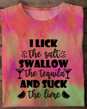 Click the Salt Swallon the Tequila Suck the Lime Round Neck Short Sleeve T-shirt