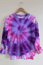 Purple Spial Rainbow Ombre Color Printed Long Sleeve Round Neck Sweatshirt