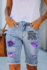 Have Really Cool Tattoos But Cold Printed Jeans Shorts