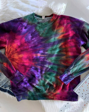 Ombre Color Printed Round Neck Long Sleeve Sweatshirt