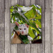 Cute Cat Print Printed Round Neck Short Sleeve T-shirt
