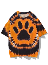 Animal Paw Rainbow Ombre Color Printed Short Sleeve Round Neck T-shirt
