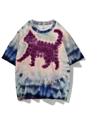 Animal Rainbow Ombre Color Printed Short Sleeve Round Neck T-shirt