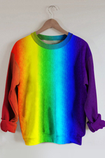 Rainbow Ombre Color Printed Long Sleeve Round Neck Sweatshirt