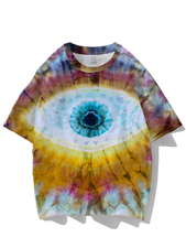 Evil Eye Ombre Color Printed Short Sleeve Round Neck T-shirt