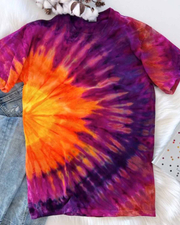 Ombre Tie Dye Color Round Neck Short Sleeve T-shirt