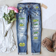 Frog Ombre Patchwork RIPPED JEANS