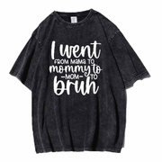 Unisex  Mama Mommy Mom Bruh Washed Distressed Oversize 100%Cotton Crewneck T-shirt