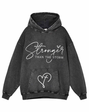 Unisex Stronger Than The Storm Washed Distressed Oversize Hoodie