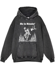 Unisex He Is Rizzin  Washed Distressed Oversize Hoodie