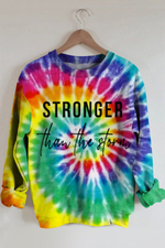 Stronger Than the Storm Sunshine Rainbow Ombre Color Printed Sweatshirt