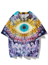 Evil Eye Ombre Color Printed Short Sleeve Round Neck T-shirt